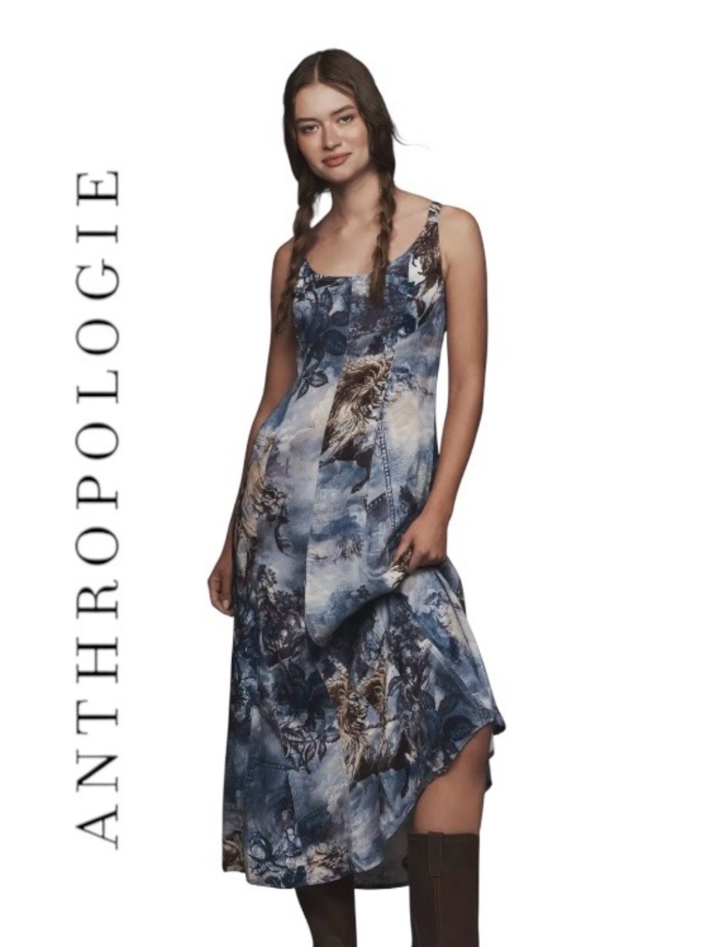 Anthropologie Pilcro Scoop Neck Midi Dress Size Medium